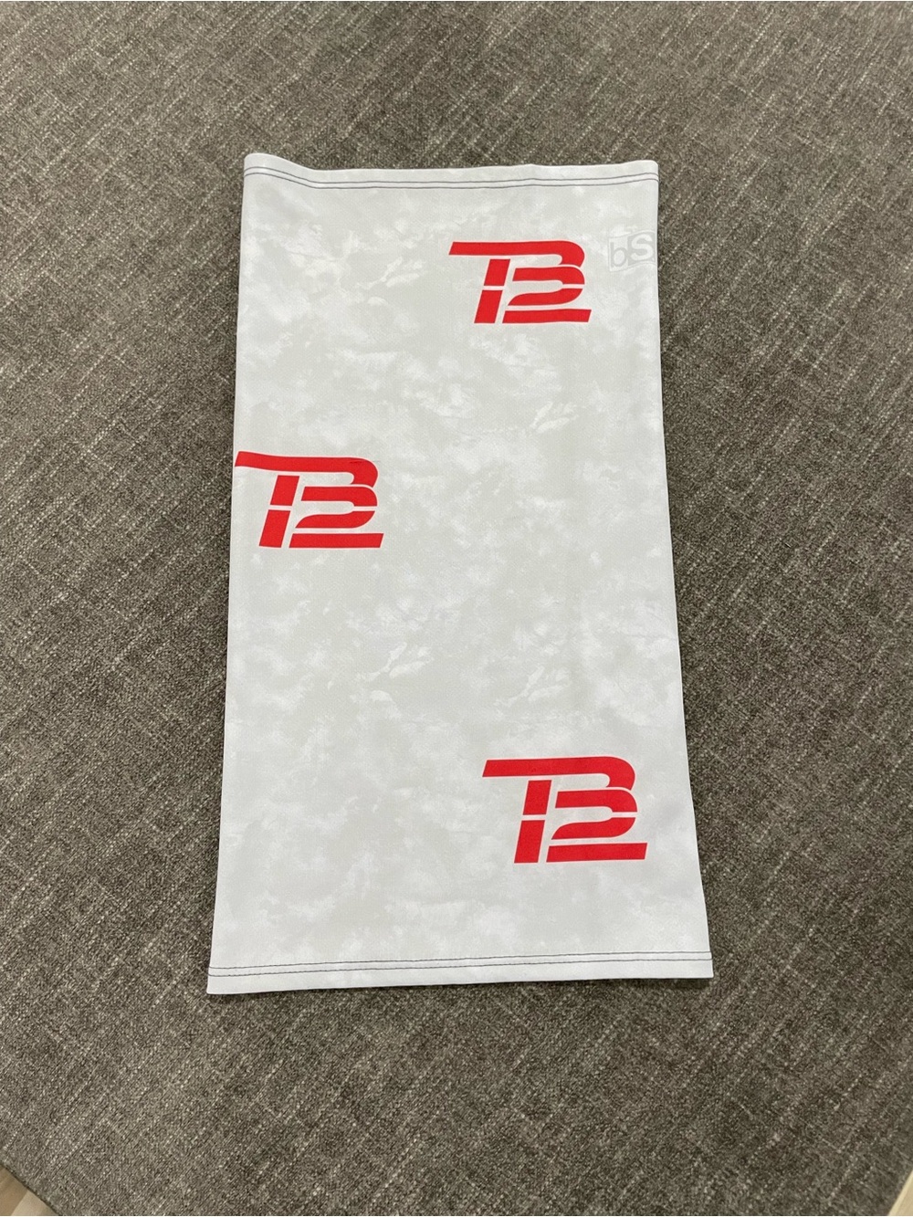 TB12 White Neck Gaiter with Red Logo